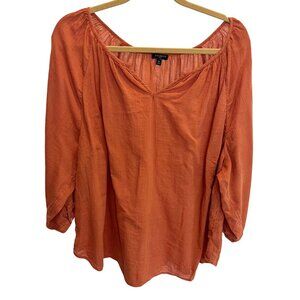Talbots Gauze Long Sleeve V-Neck Top Boho Peasant Minimalist Flowy Size 2X